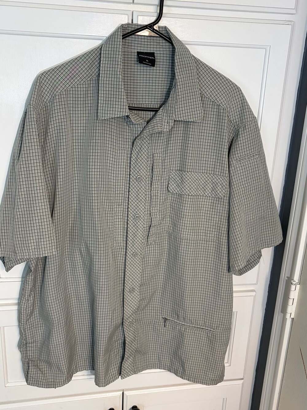 Propper XL Short Sleeve Plaid Tactical Utility Shirt Grey Check